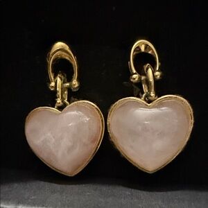 Coach Gold and Pink Heart Earrings